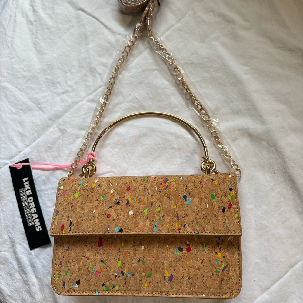 Multi color Cork Design crossbody bag